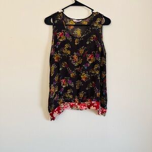 Vintage Silk Sheer Floral Sleeveless Blouse size small